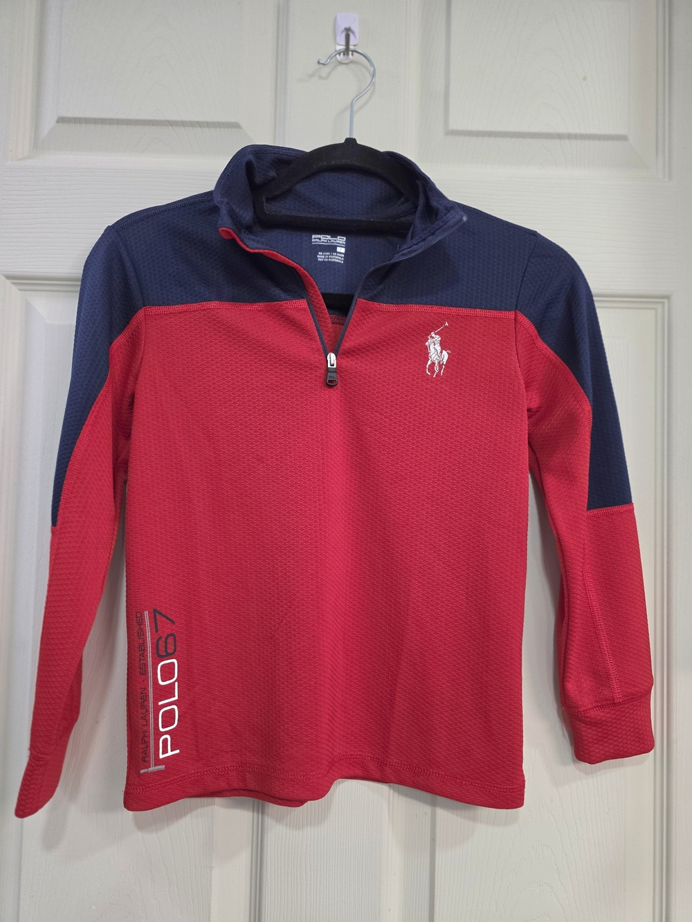 Boys Polo by Ralph Lauren Navy and Red Quarter-Zip Pullover